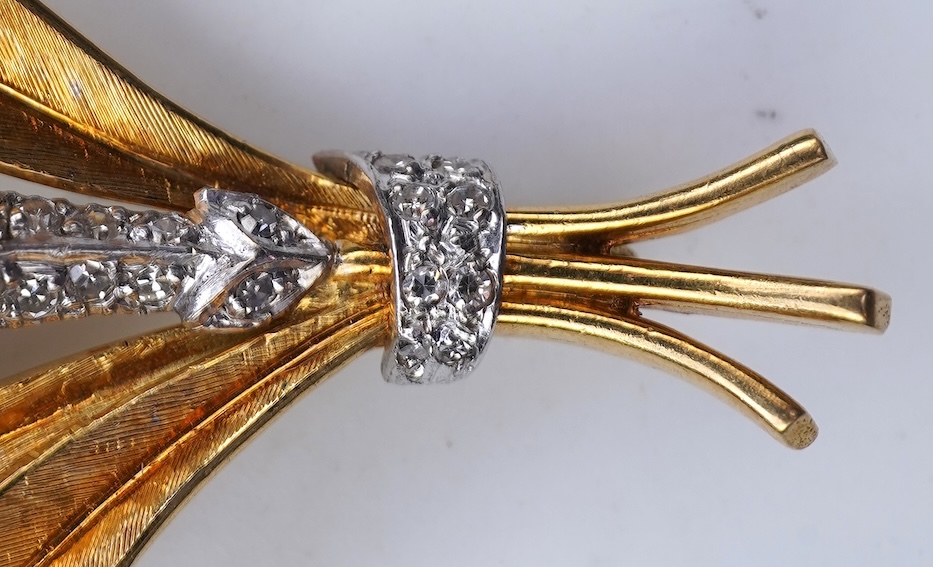 A gold, ruby and diamond brooch, circa 1966